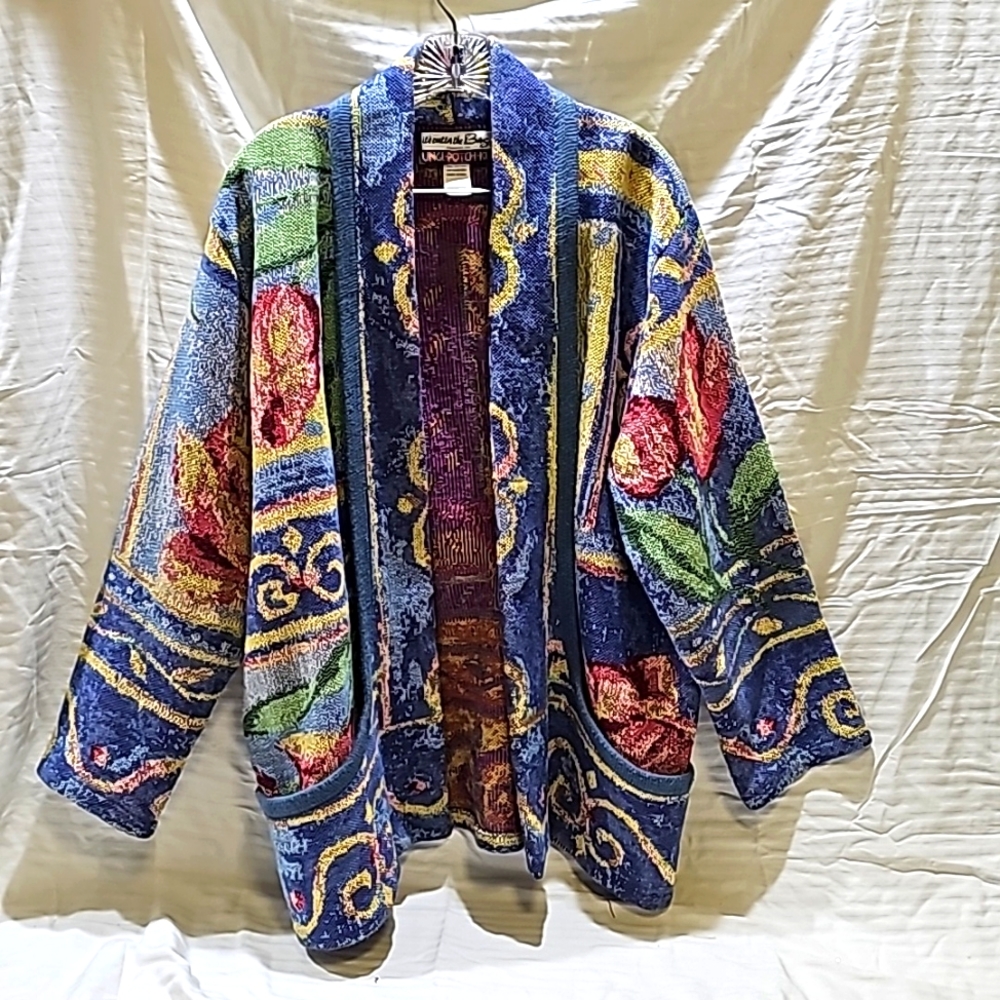 "It's outta the Bag" unge-potch-ket Jacket. Made in USA. Multi color